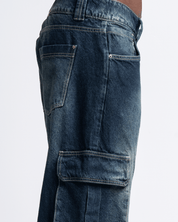 Jean Cargo Dirty Azul