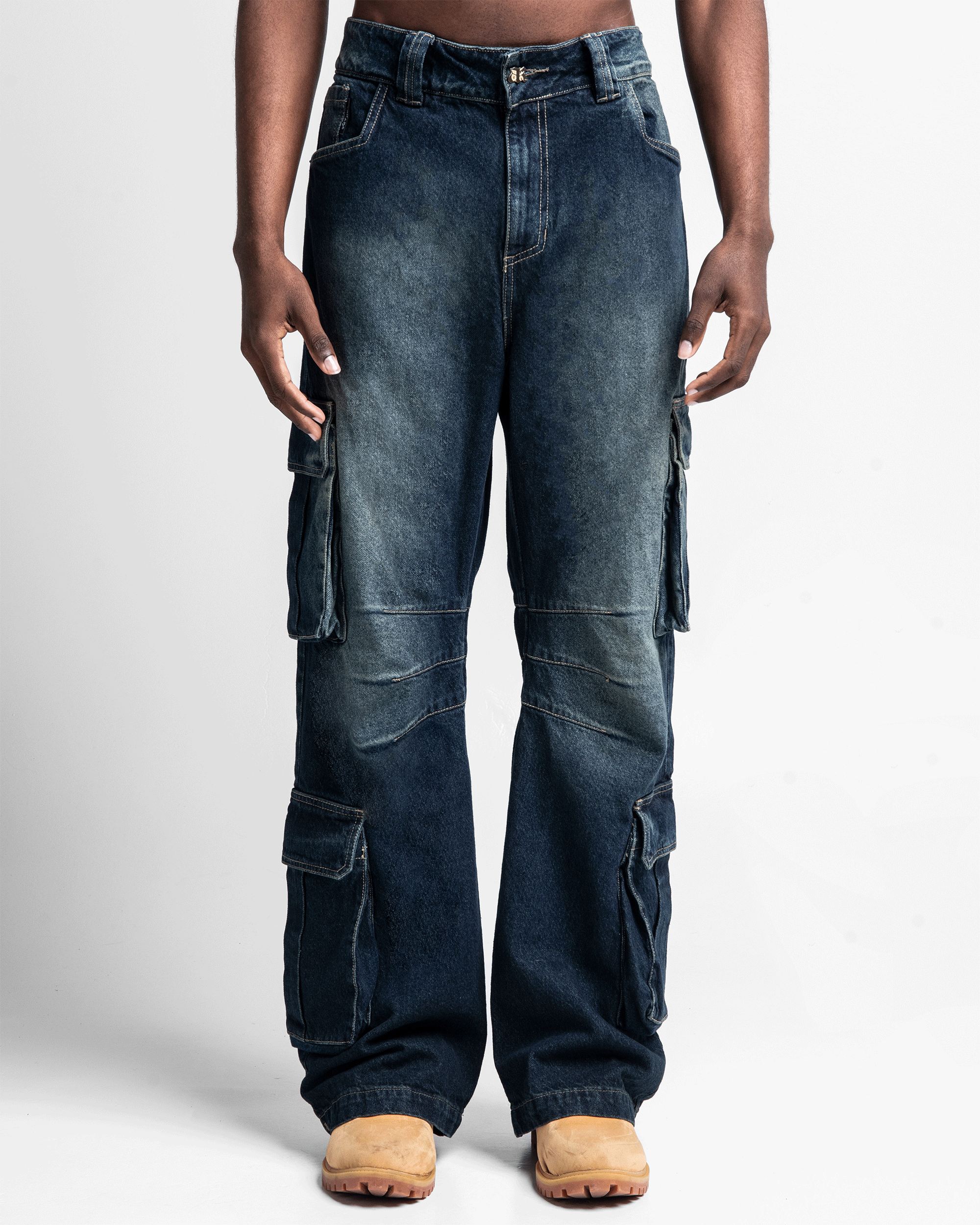 Jean Cargo Dirty Azul