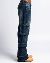 Jean Cargo Dirty Azul