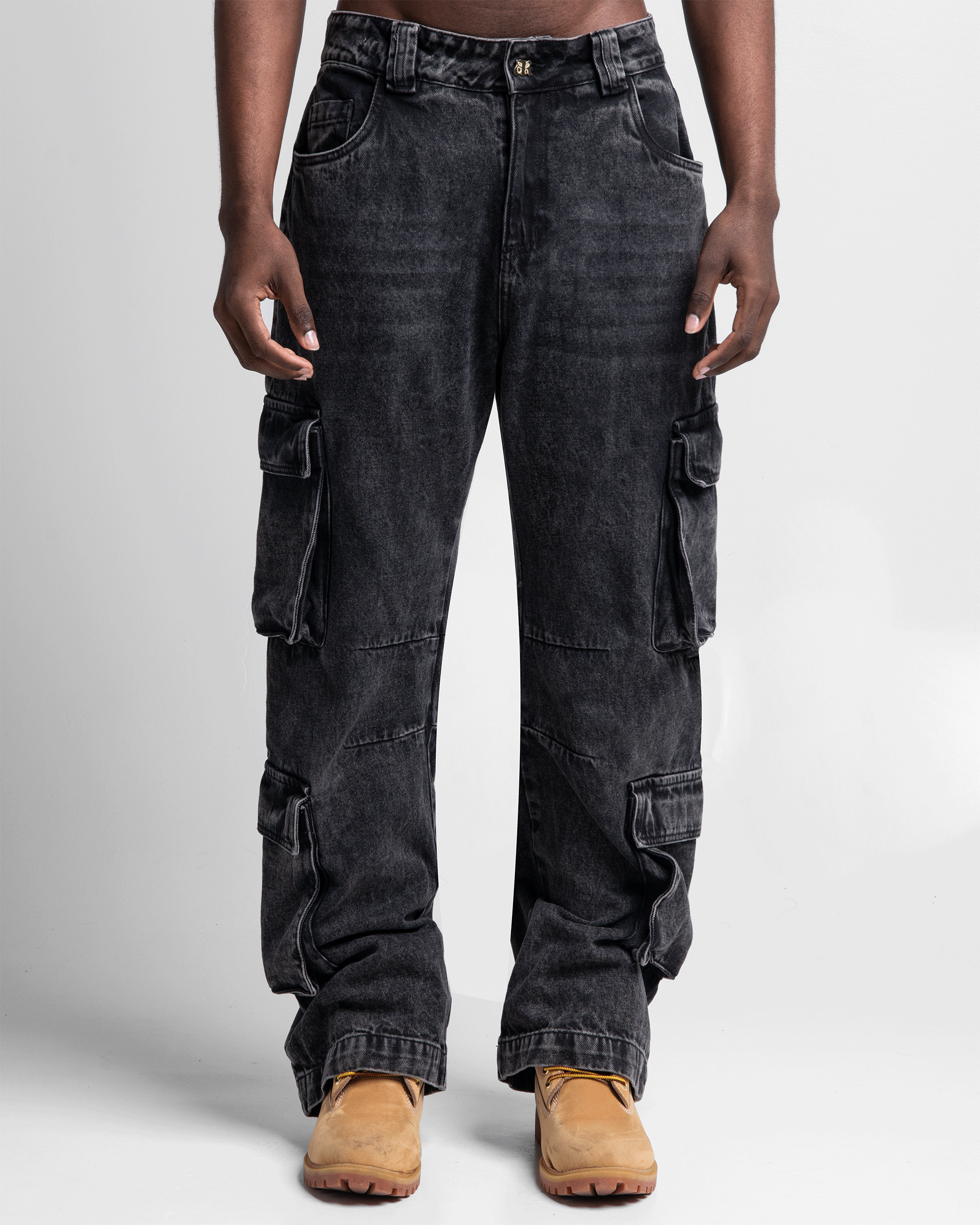 Denim Pant Cargo Negro