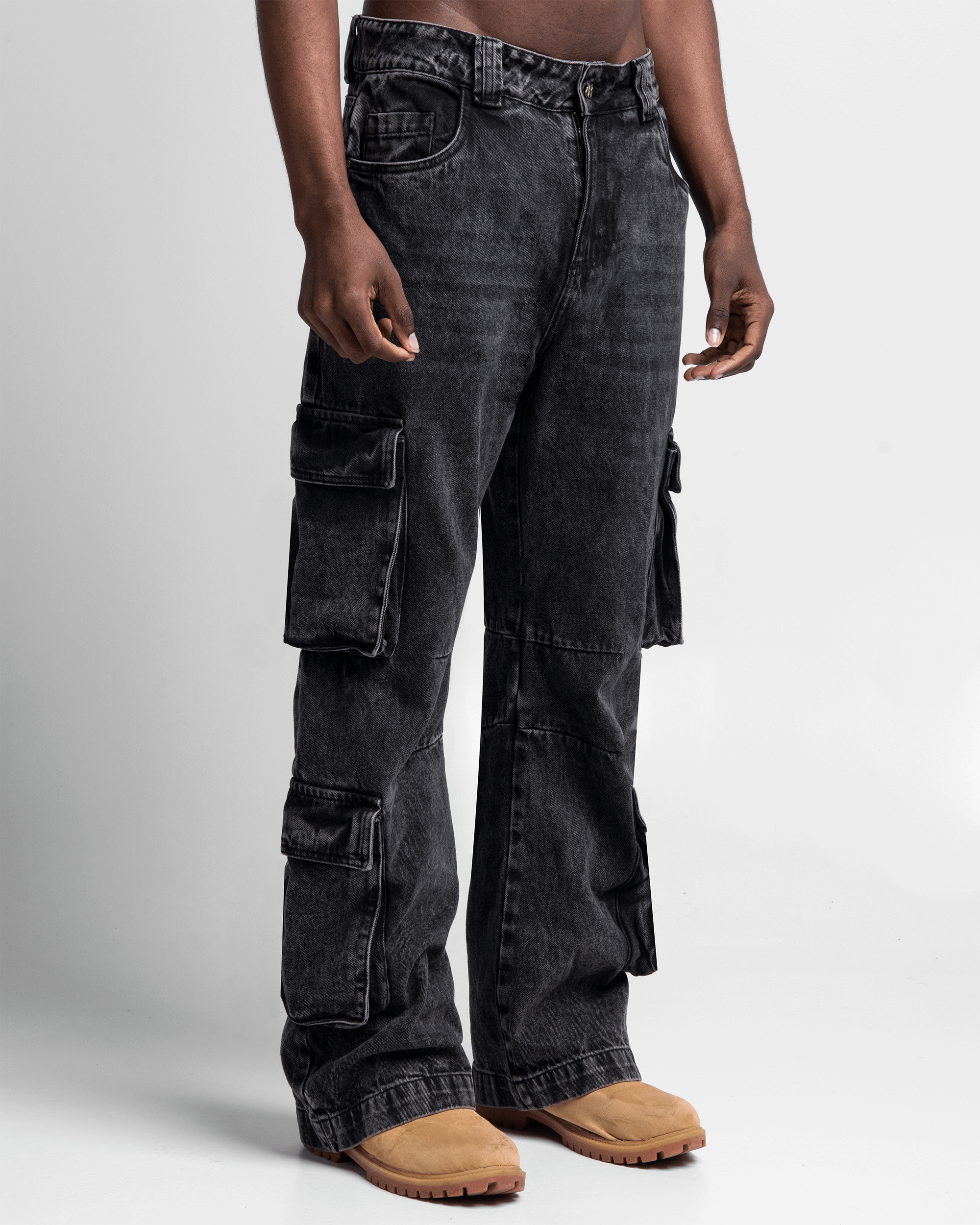 Denim Pant Cargo Negro