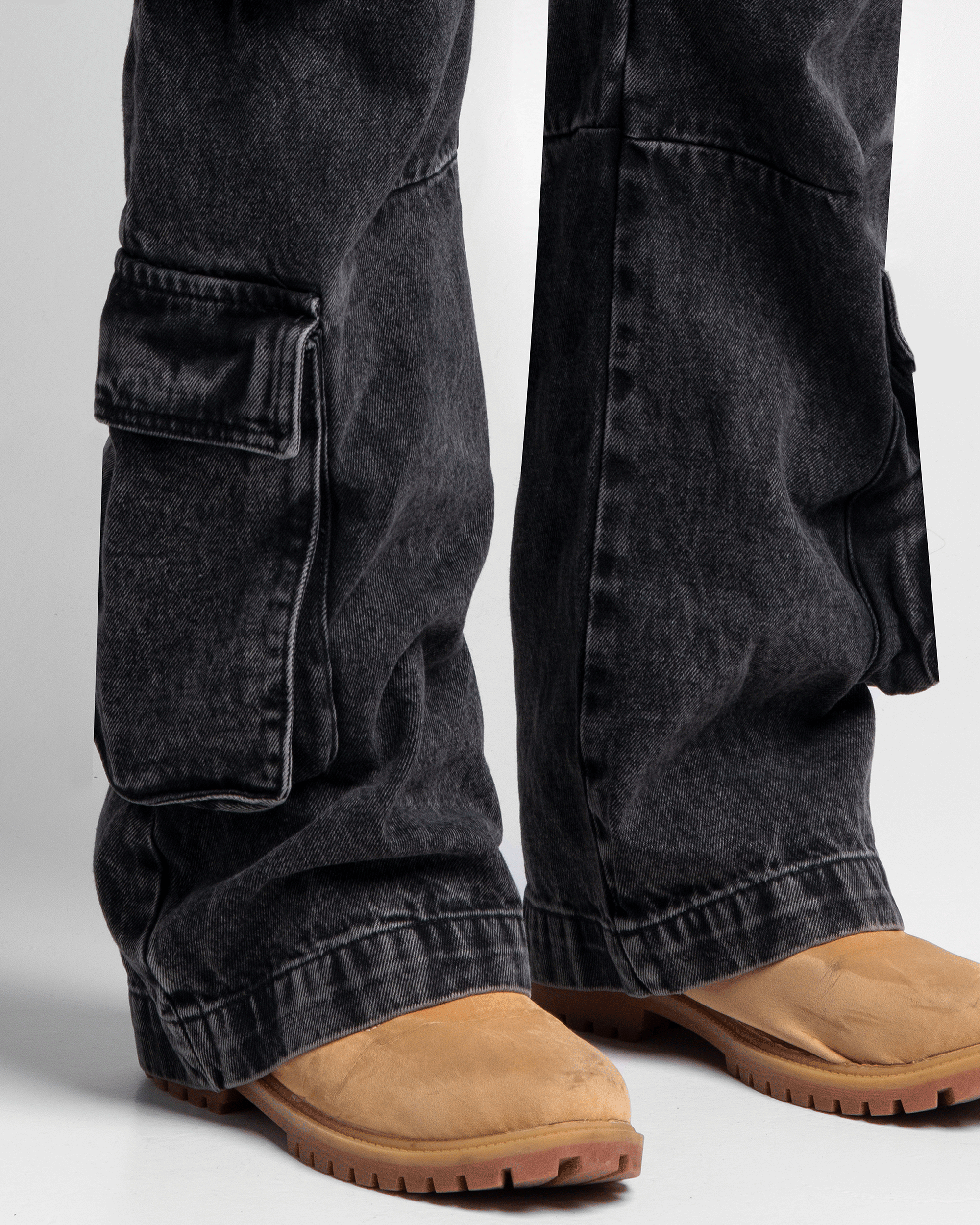 Denim Pant Cargo Negro