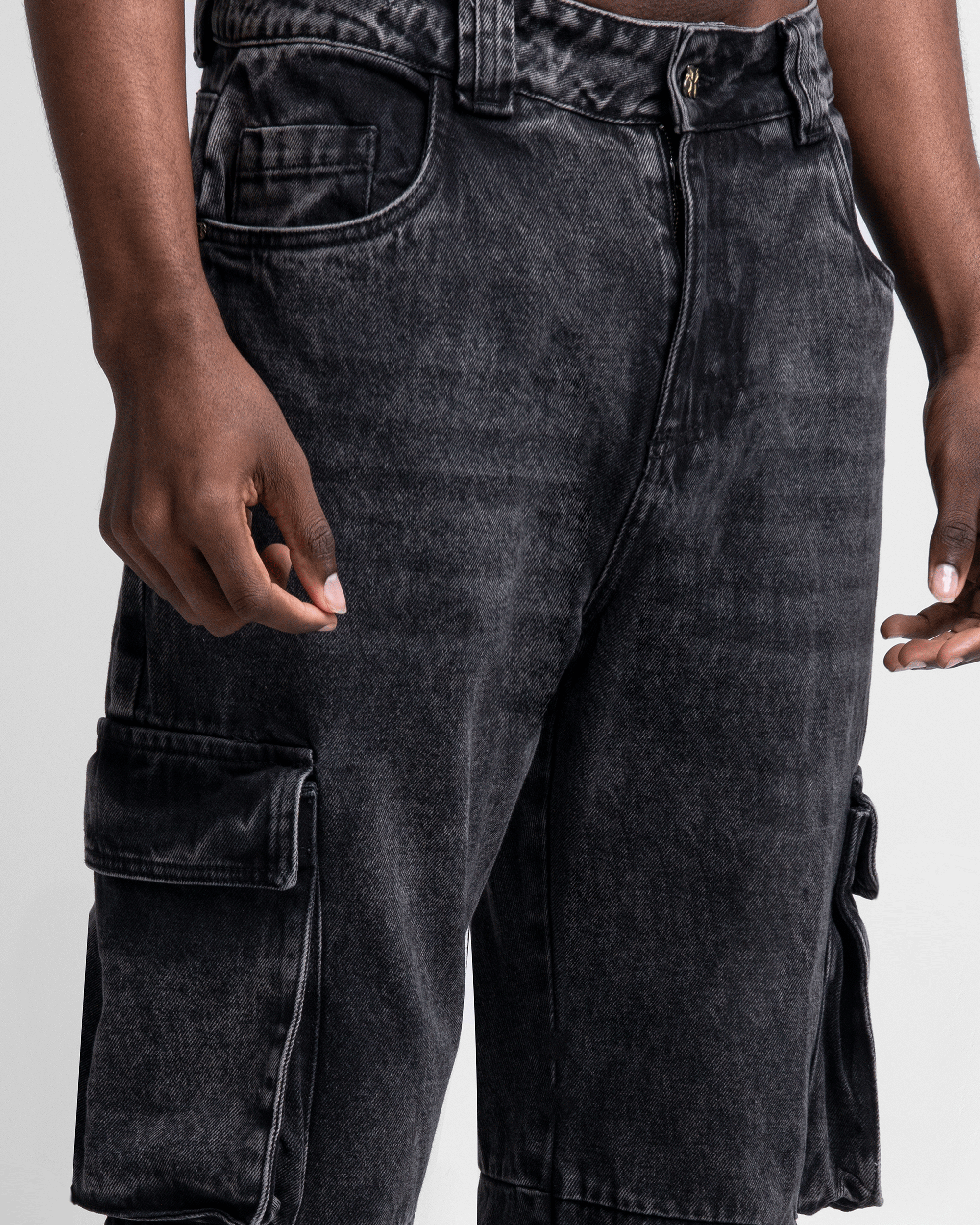 Denim Pant Cargo Negro