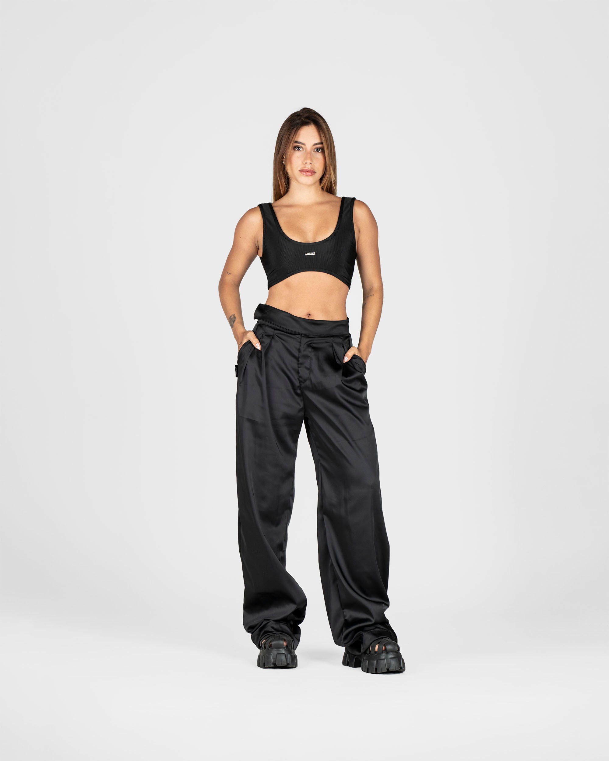 Pantalon Negro Satin Mujer