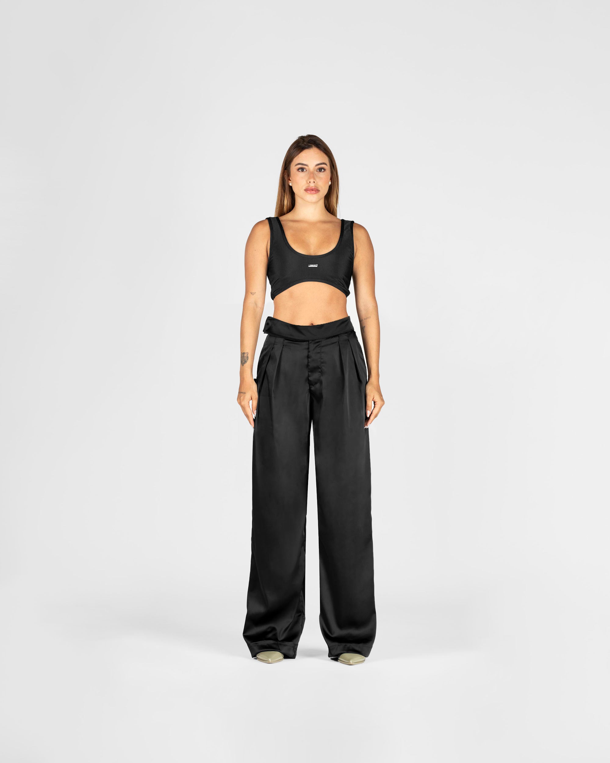 Pantalon Negro Satin Mujer