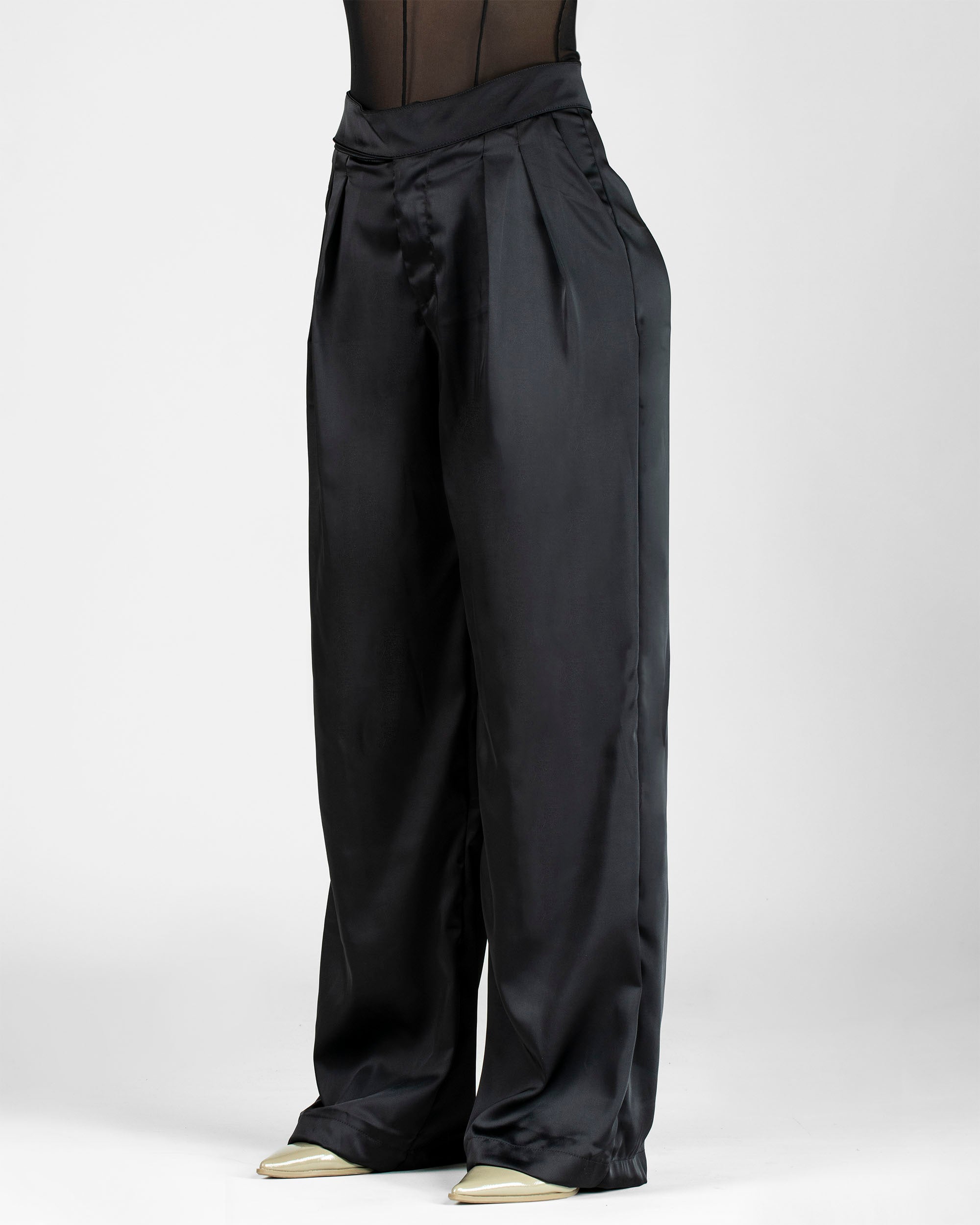 Pantalon Negro Satin Mujer