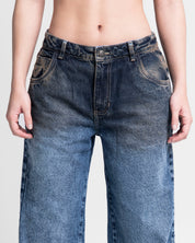 Dirty Denim Pant Azul Oscuro Mujer