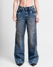 Denim Pant Cortes Dirty Azul Oscuro Mujer
