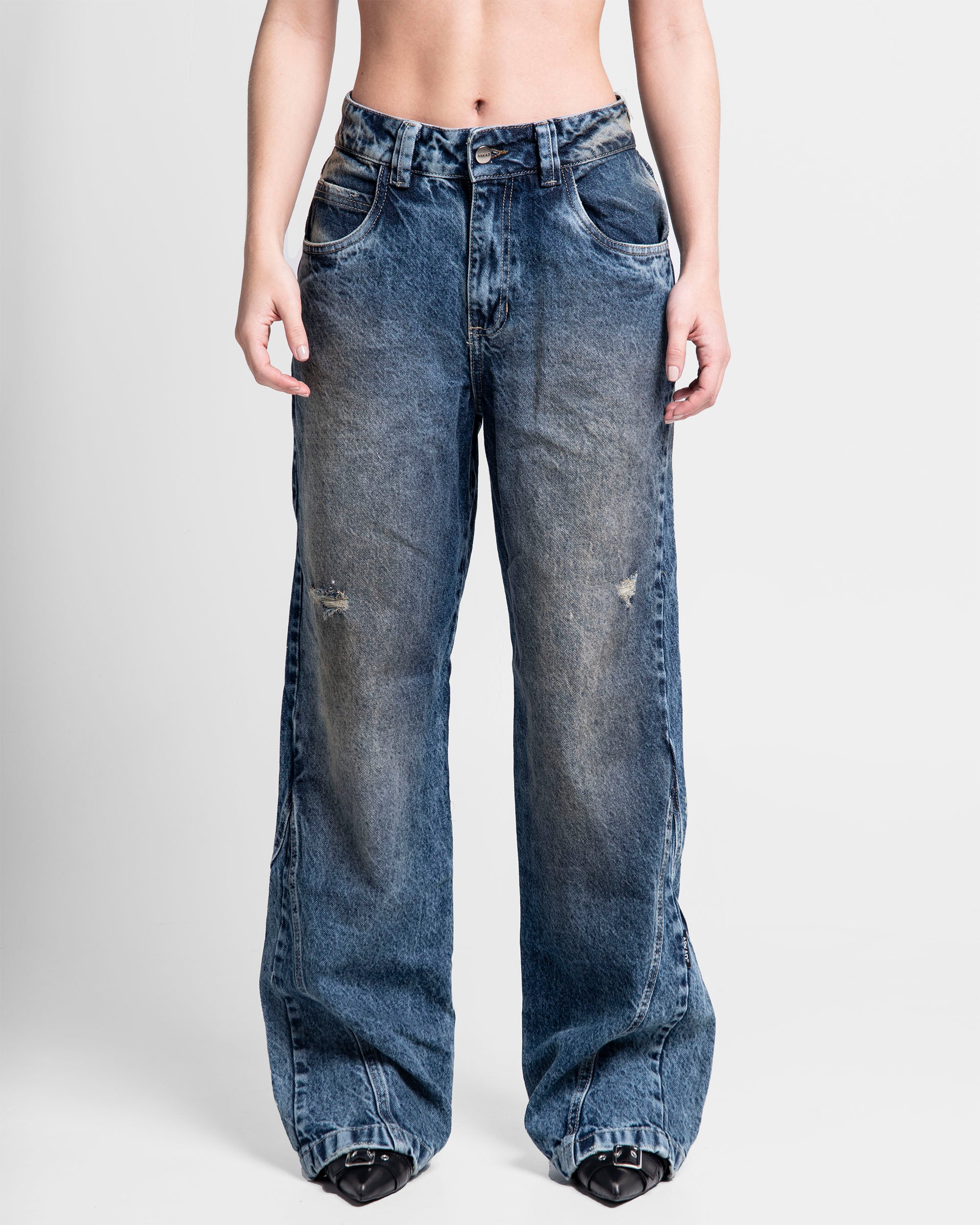 Denim Pant Cortes Dirty Azul Oscuro Mujer