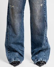 Denim Pant Cortes Dirty Azul Oscuro Mujer