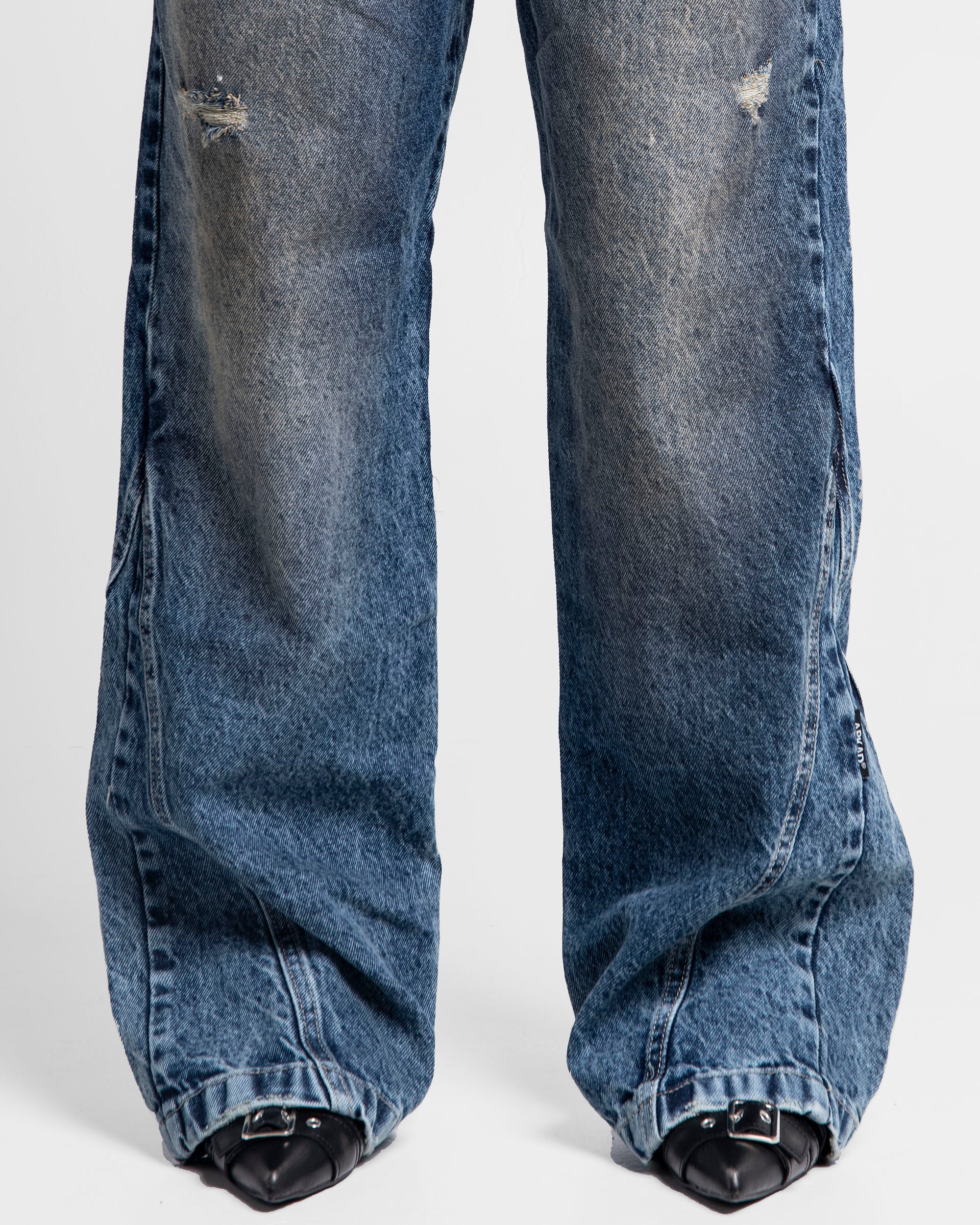 Denim Pant Cortes Dirty Azul Oscuro Mujer