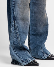 Denim Pant Cortes Dirty Azul Oscuro Mujer