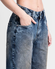 Denim Pant Cortes Dirty Azul Oscuro Mujer