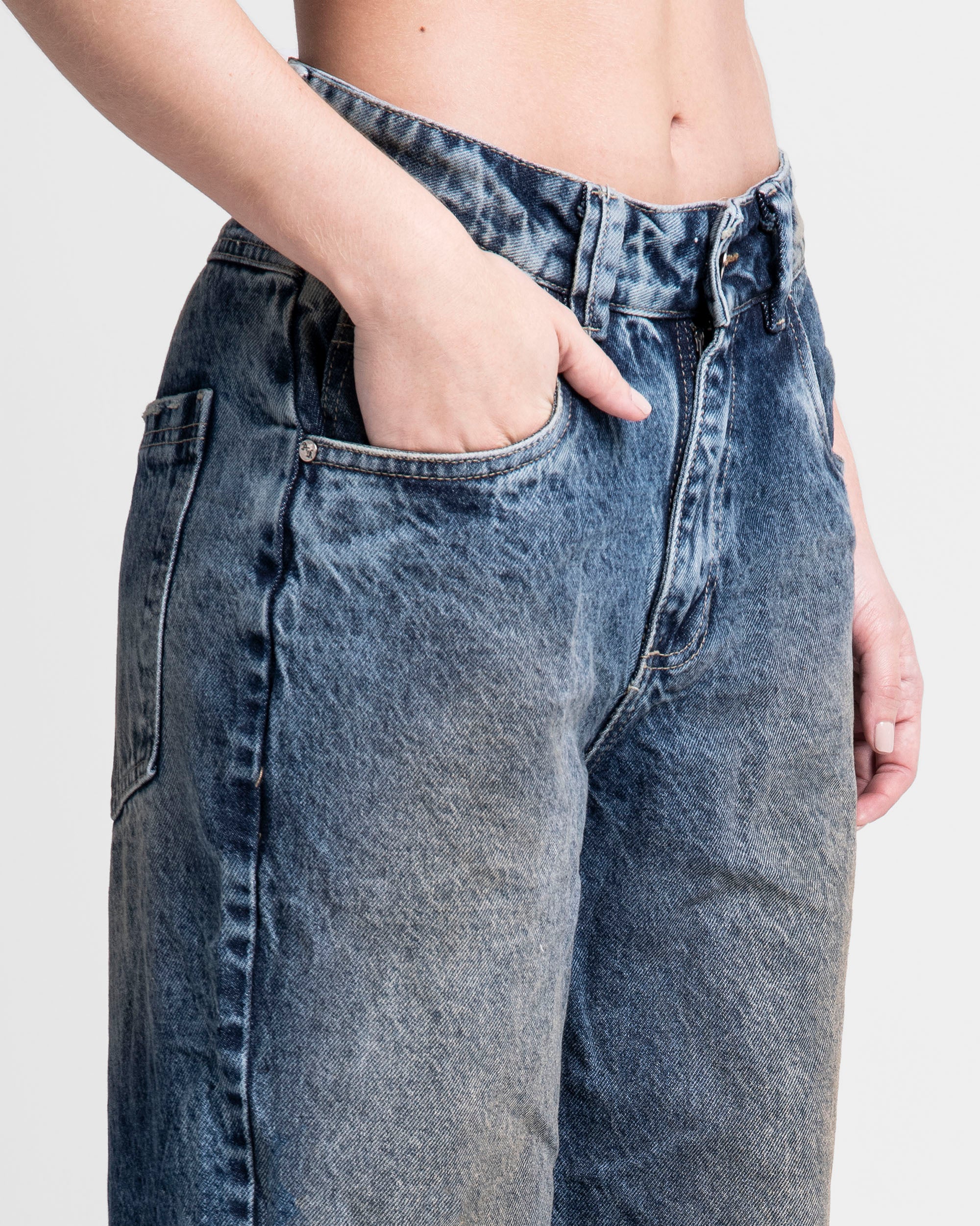 Denim Pant Cortes Dirty Azul Oscuro Mujer