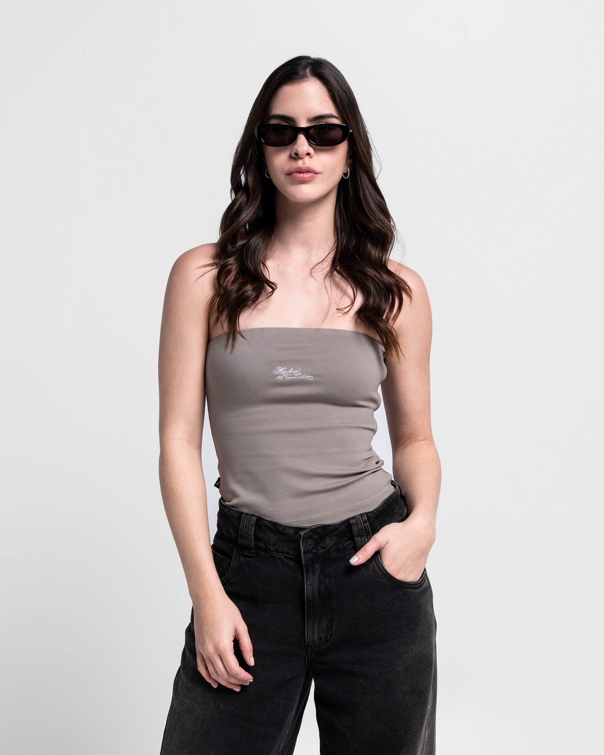 Top Strapless Gris