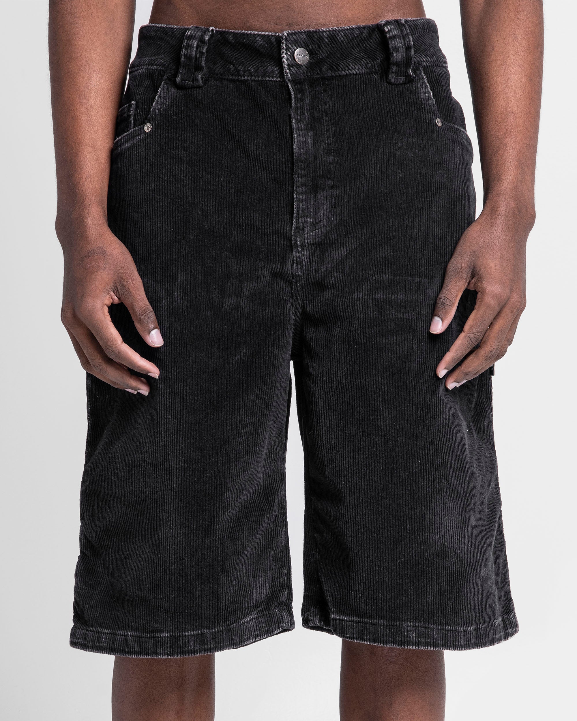 Washed Jort Corduroy Negro