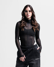 Bodysuit Mesh Cortes Negro