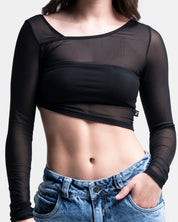 Top Mesh Cortes Negro