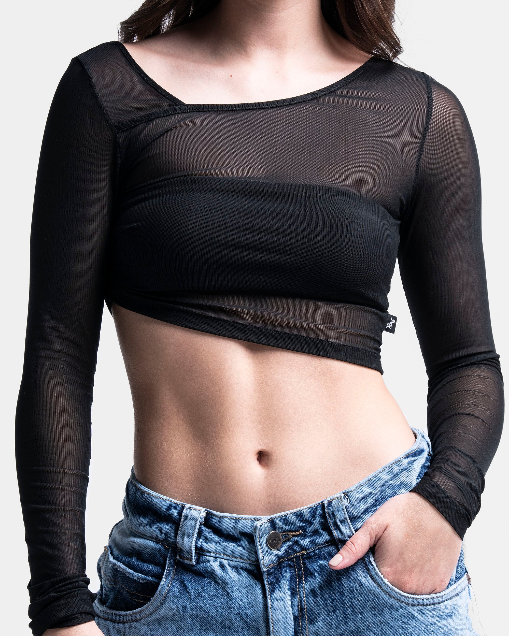 Top Mesh Cortes Negro