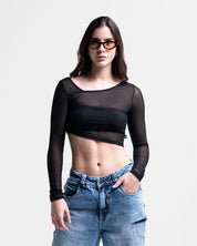 Top Mesh Cortes Negro