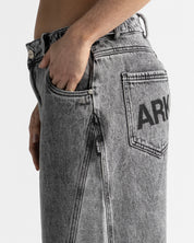 Printed Jean Gris Cortes Mujer