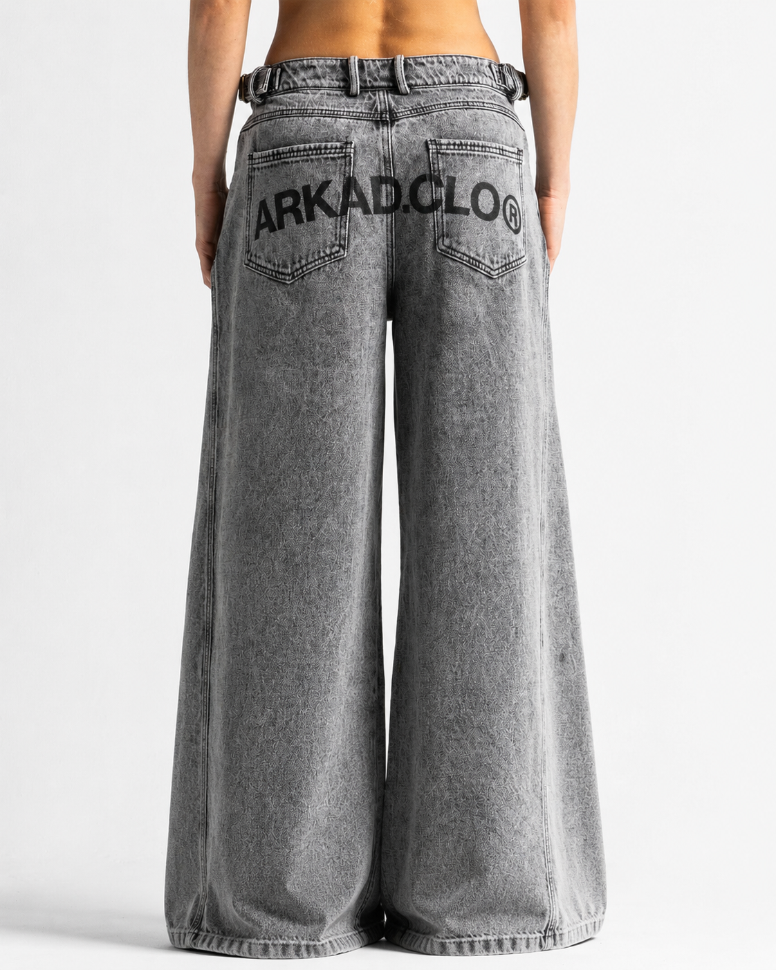 Printed Jean Gris Cortes Mujer