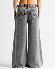 Printed Jean Gris Cortes Mujer