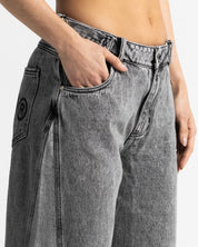 Printed Jean Gris Cortes Mujer