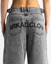 Printed Jean Gris Cortes Mujer