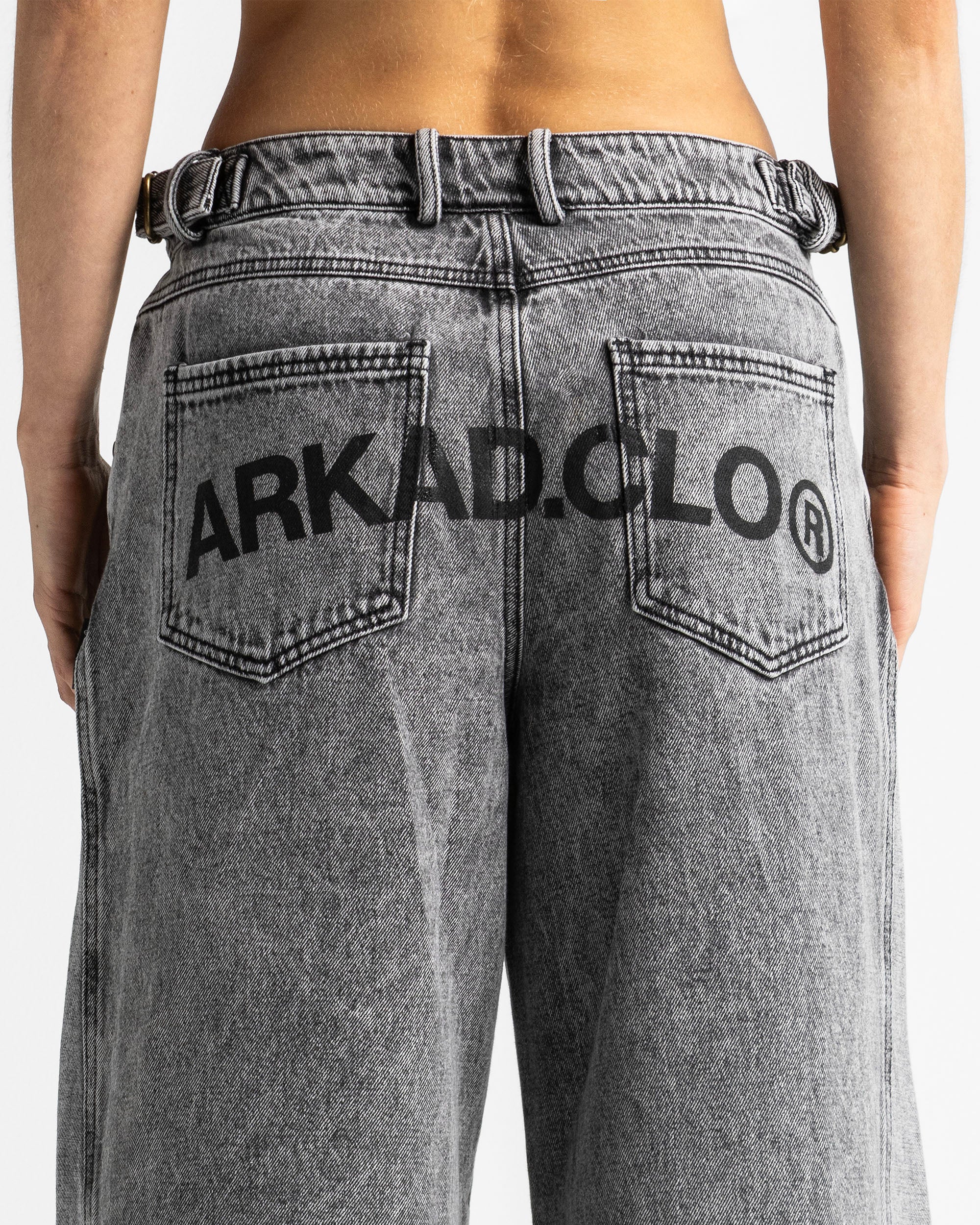 Printed Jean Gris Cortes Mujer