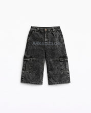 Washed Jort Denim Negro