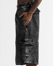 Washed Jort Denim Negro