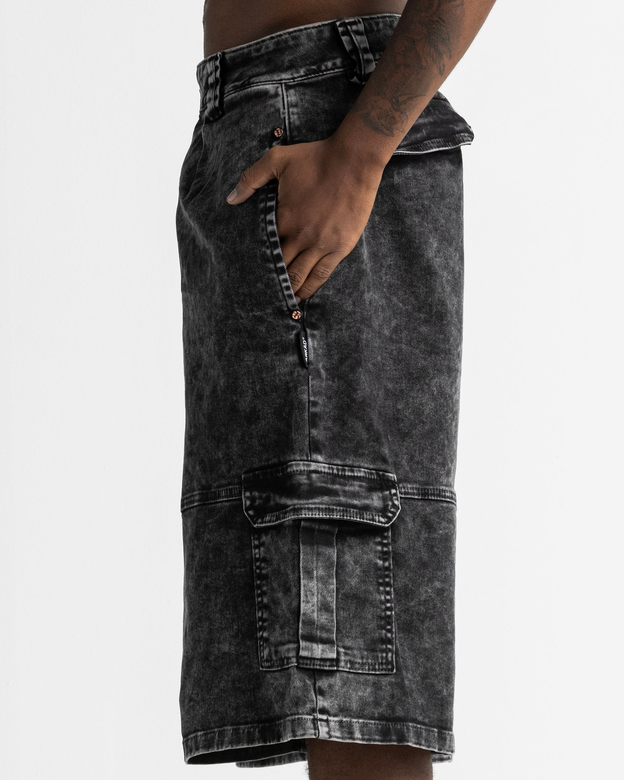 Washed Jort Denim Negro