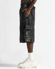 Washed Jort Denim Negro