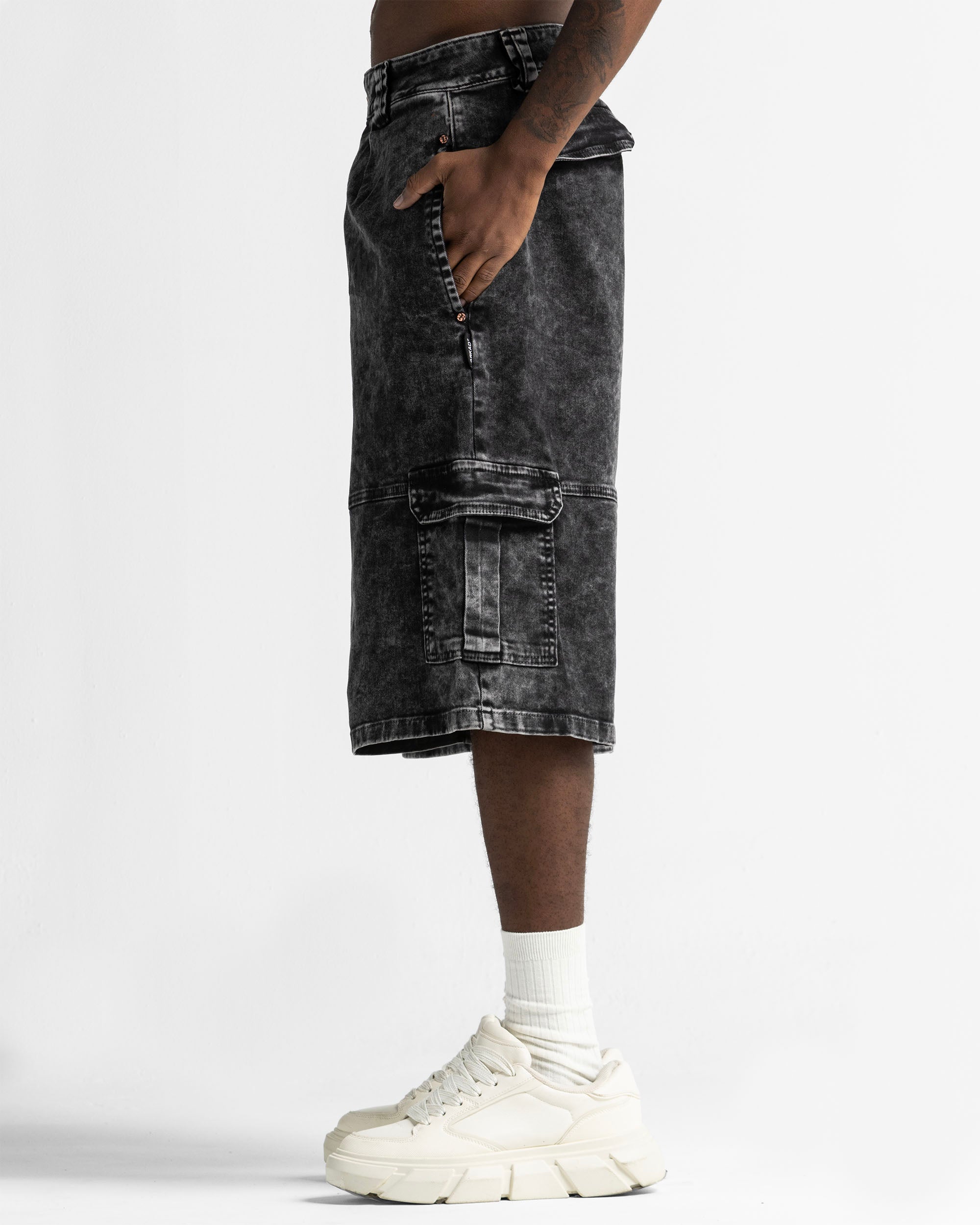 Washed Jort Denim Negro