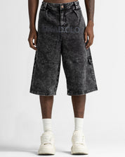 Washed Jort Denim Negro