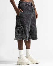 Washed Jort Denim Negro