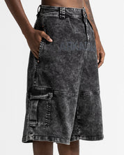 Washed Jort Denim Negro