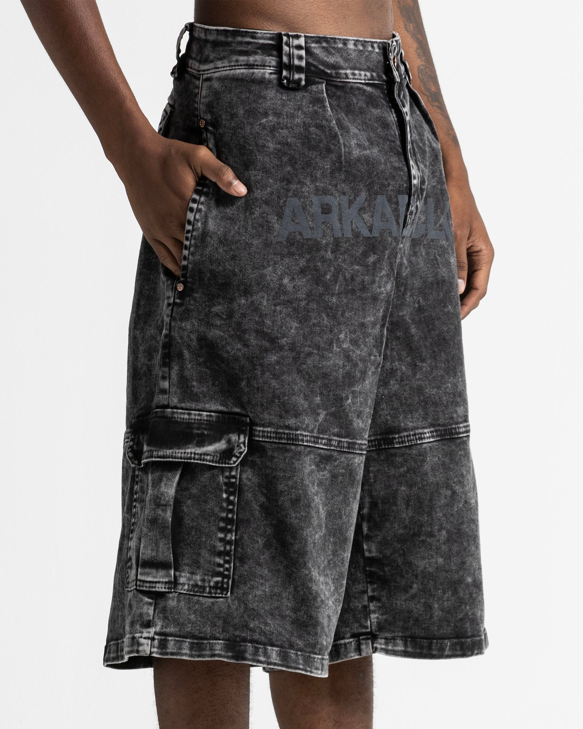Washed Jort Denim Negro