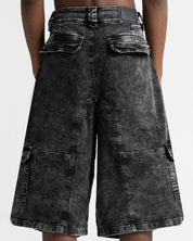 Washed Jort Denim Negro