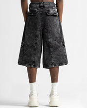 Washed Jort Denim Negro