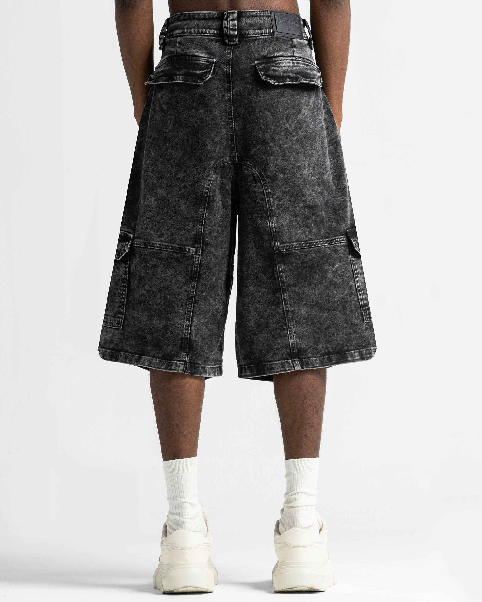 Washed Jort Denim Negro