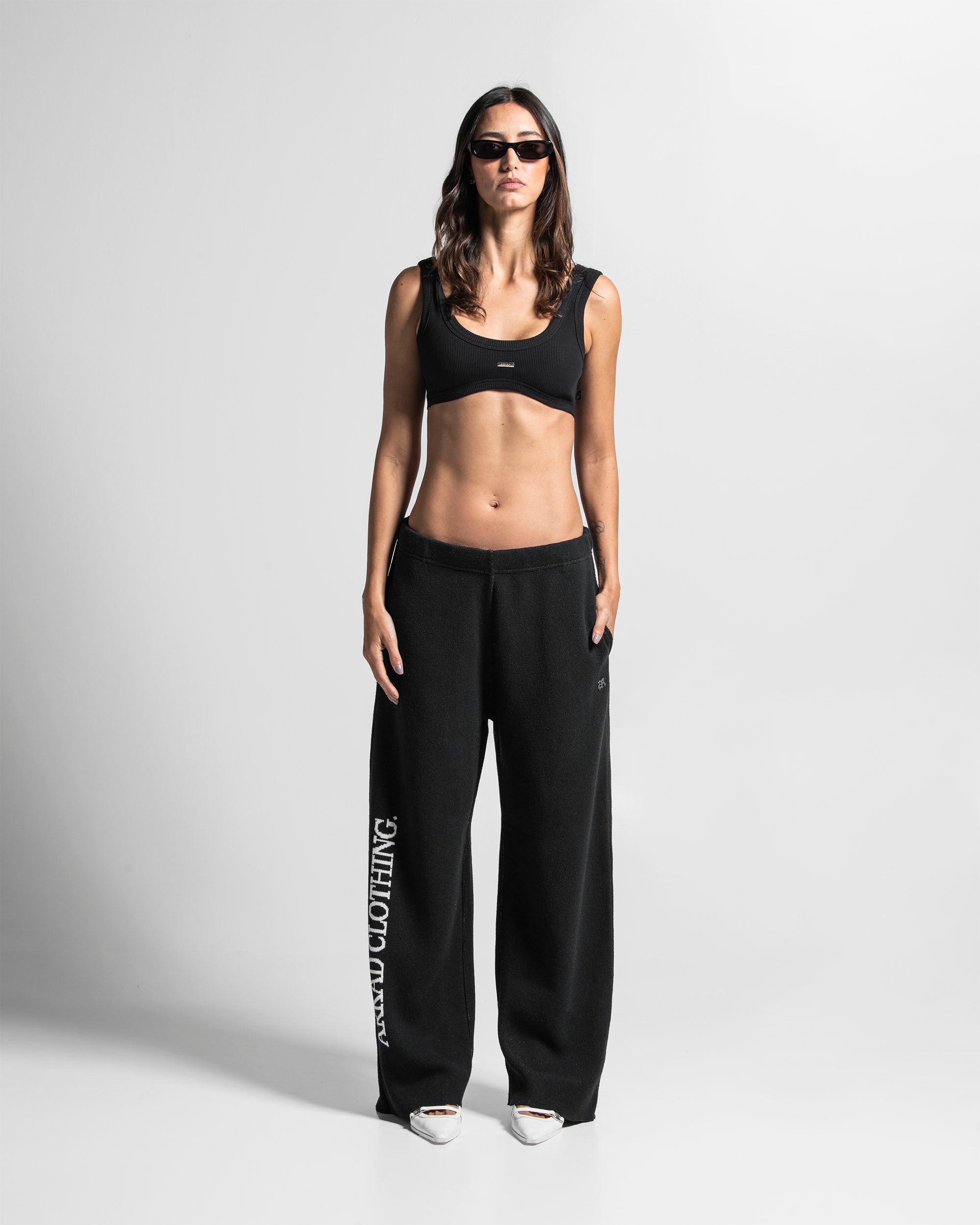 Knit Pant Negro Con Blanco - Unisex