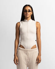 Zip Bodysuit Beige