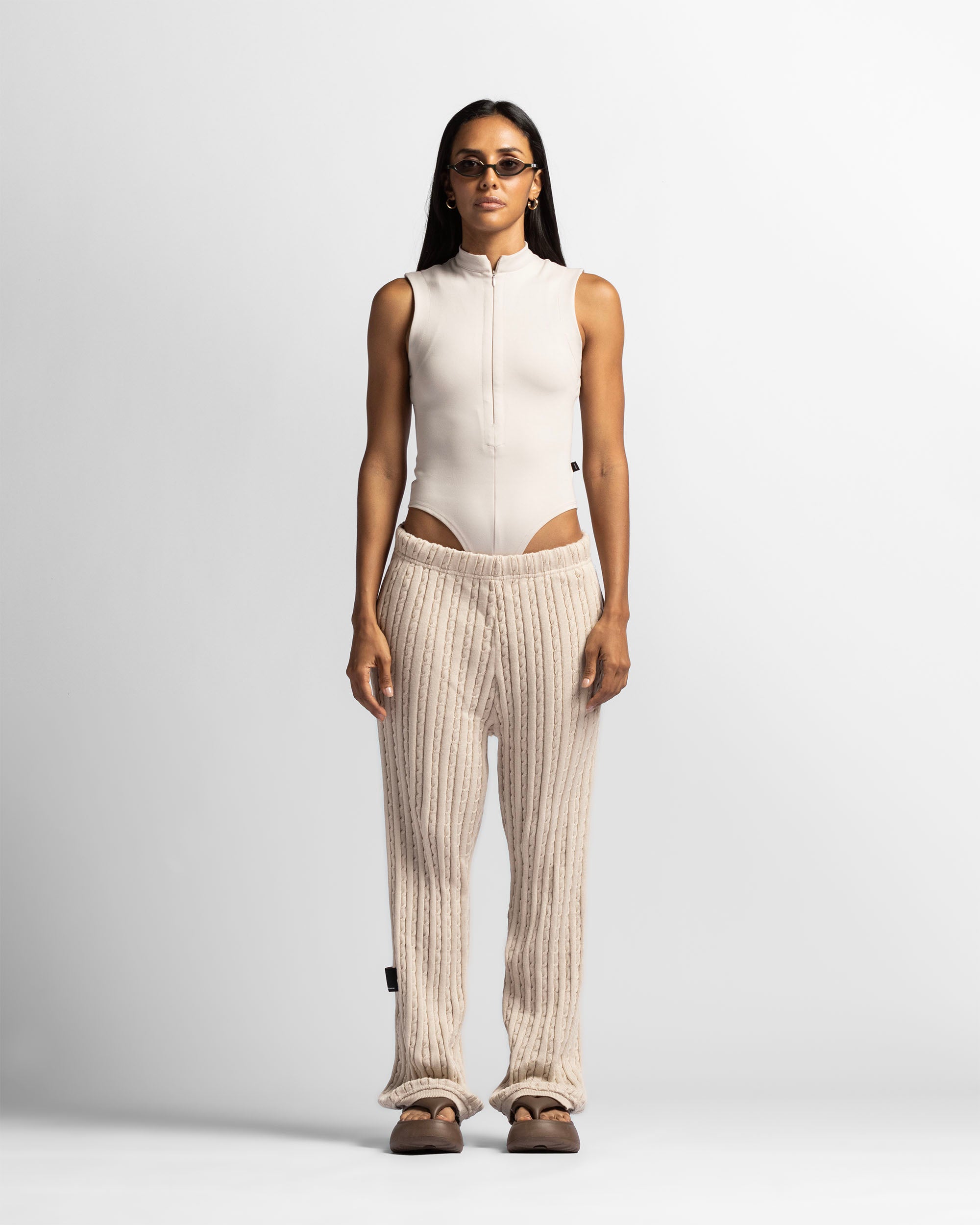 Zip Bodysuit Beige