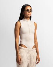 Zip Bodysuit Beige
