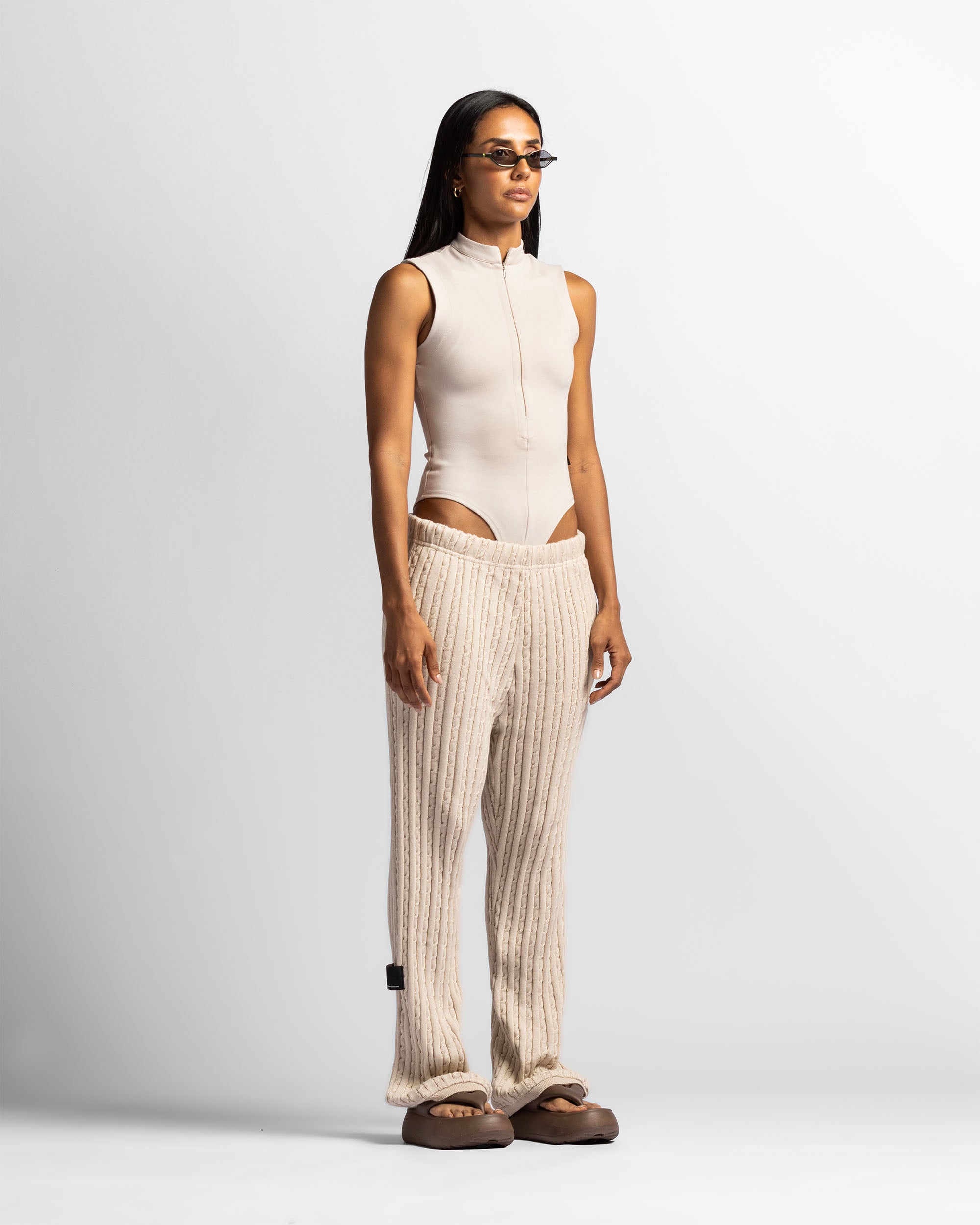 Zip Bodysuit Beige