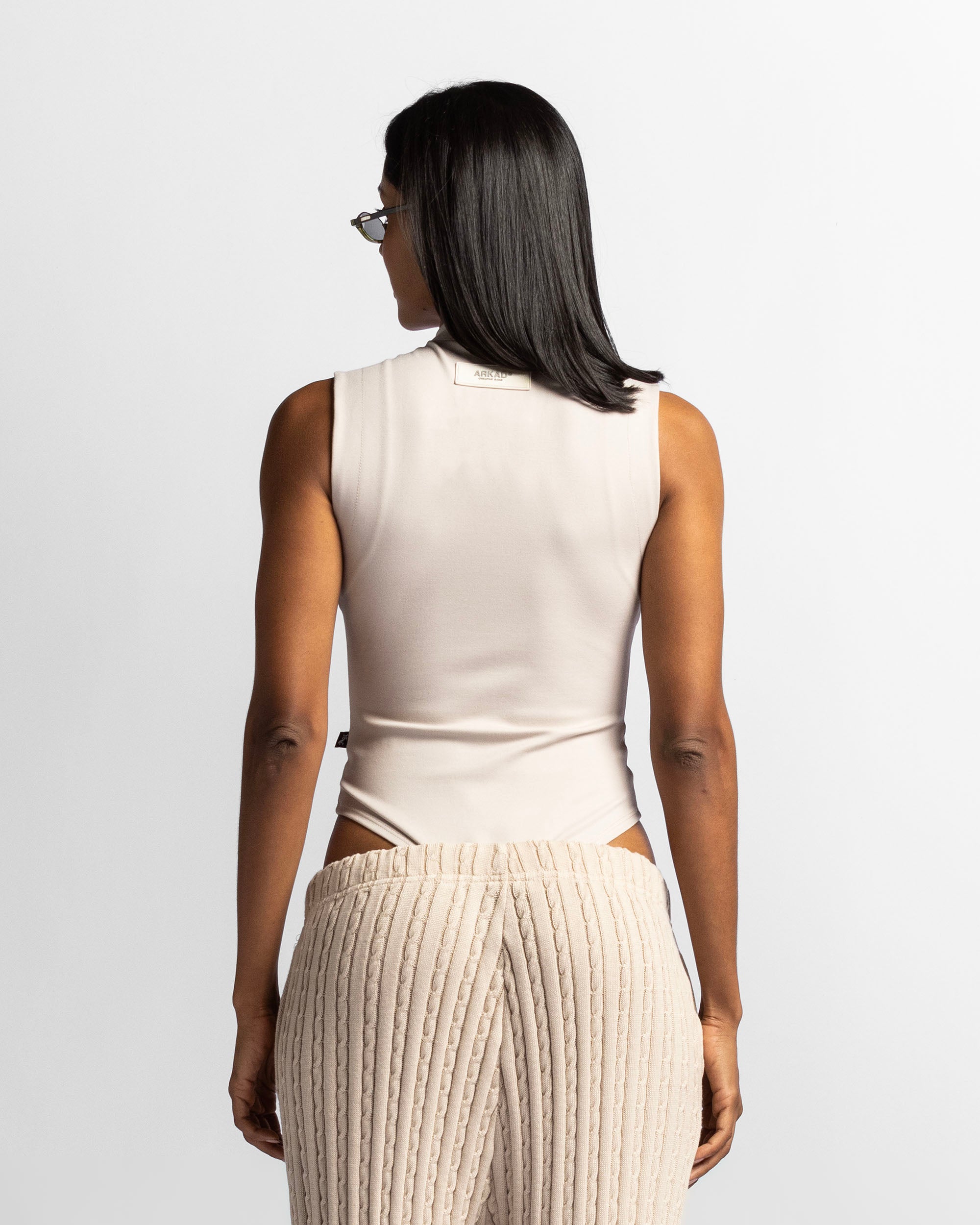 Zip Bodysuit Beige