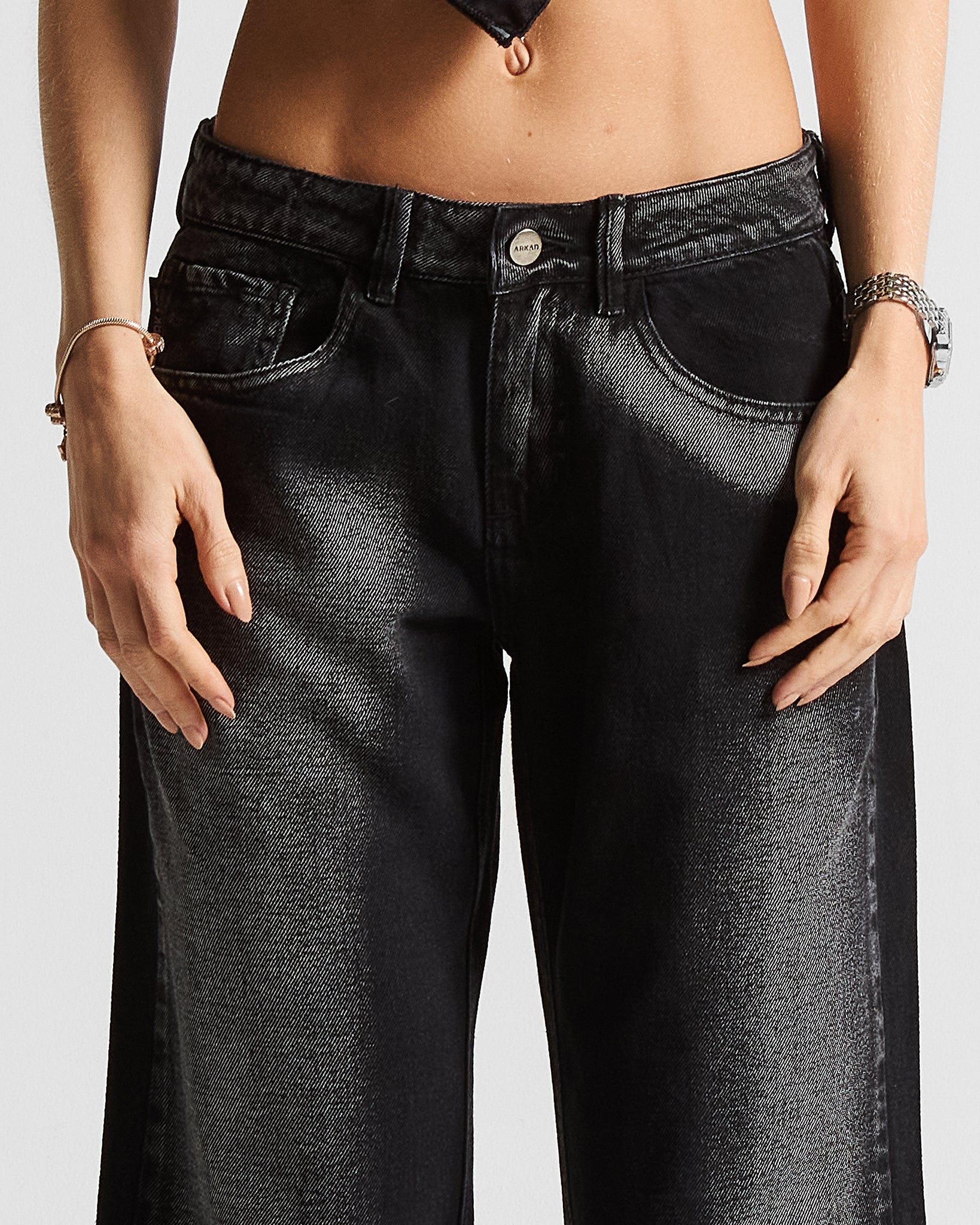 Low Rise Jean Negro Mujer