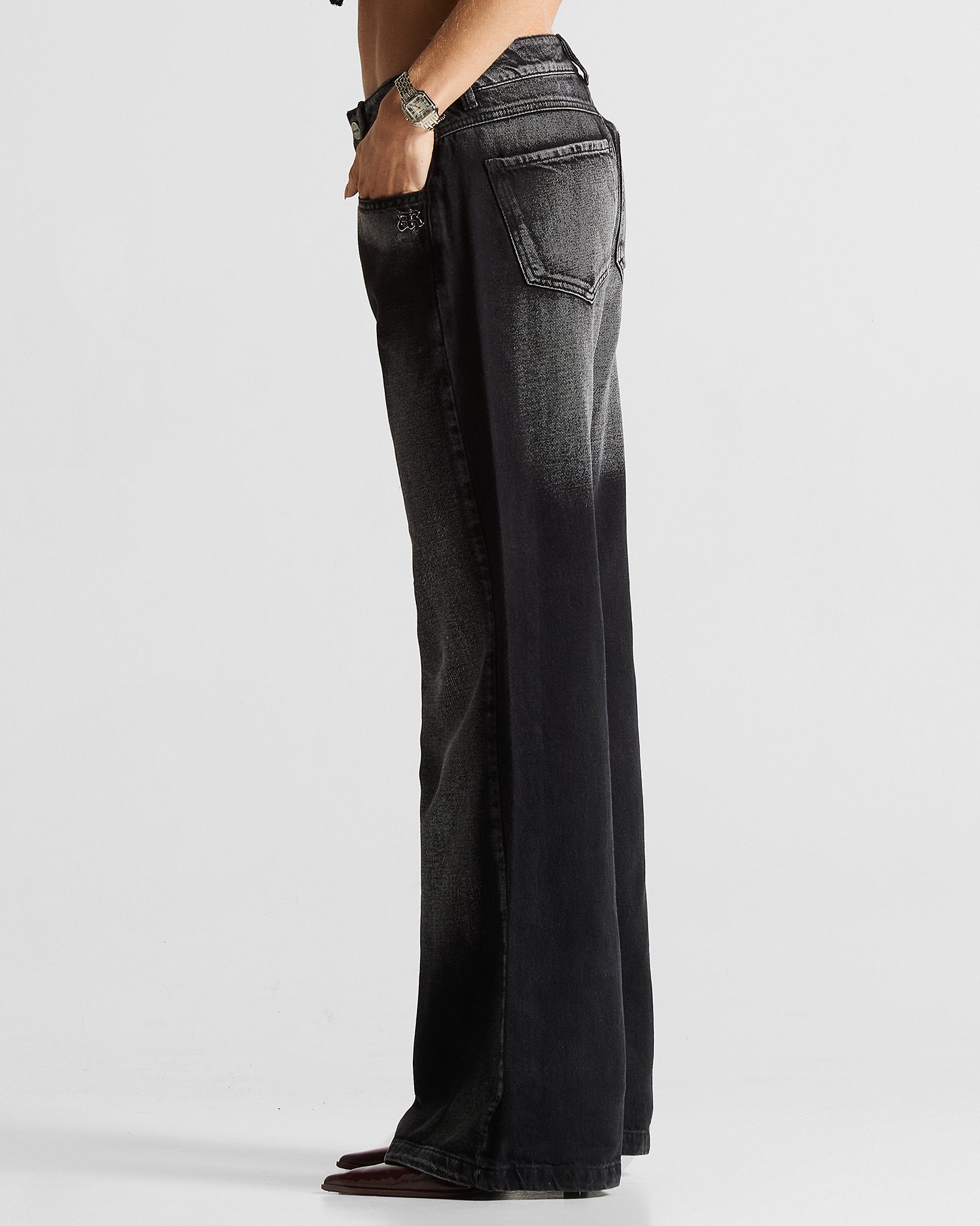 Low Rise Jean Negro Mujer